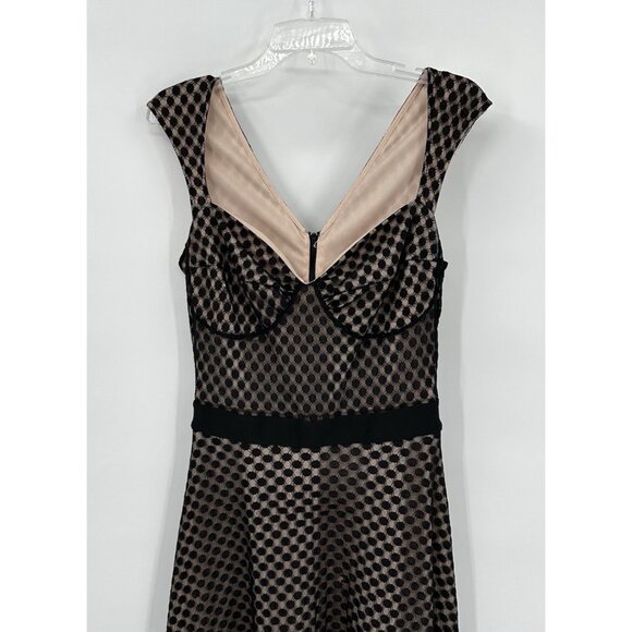 BETTIE PAGE queen of pinups dress fit flare vintage inspired lace black 10 - Picture 3 of 7